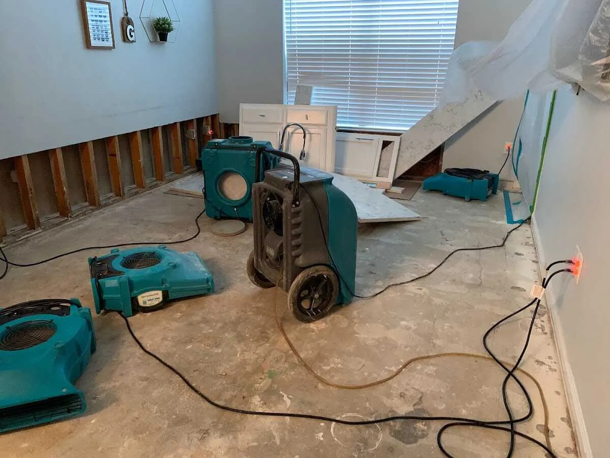 Dehumidifier in flood-cut room for Water Damage Restoration in Prescott