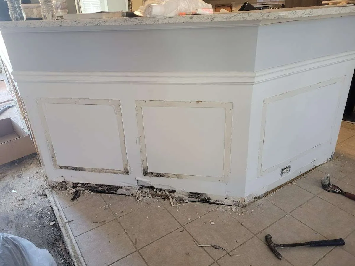 Water damage and mold on kitchen during Storm Damage Restoration in Prescott